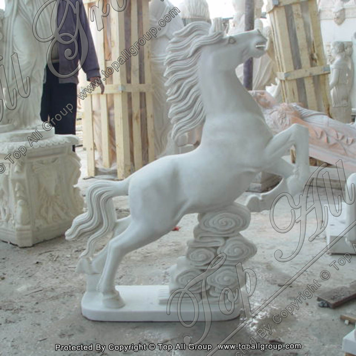 White Marble of Running Horse Statue
