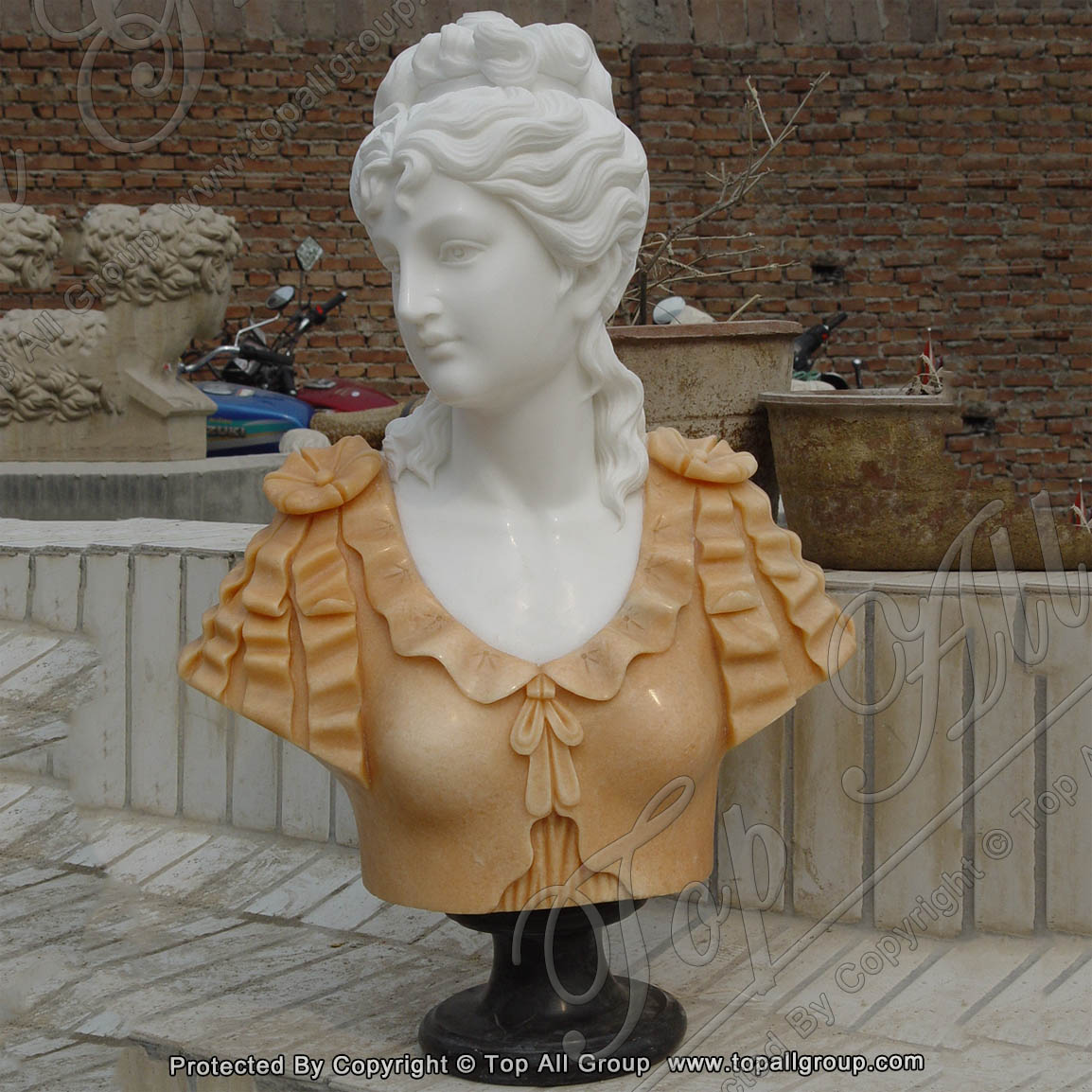White Red Marble Lady Head Bust Statues