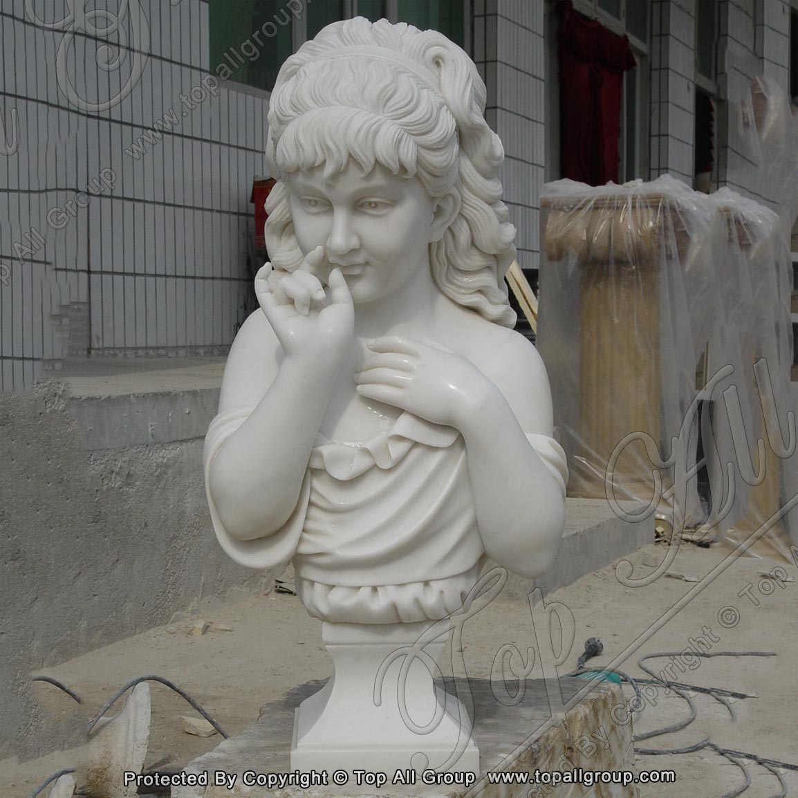 White marble bust statue stone sculpture