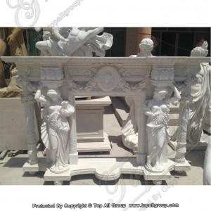 White marble fireplace frame with column style TAFM-014