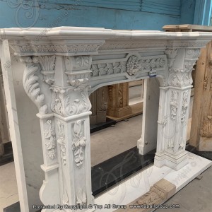 White marble flower fireplace mantel  TAFM-008