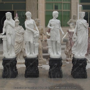 White marble four season statue with black base TPFSS-003