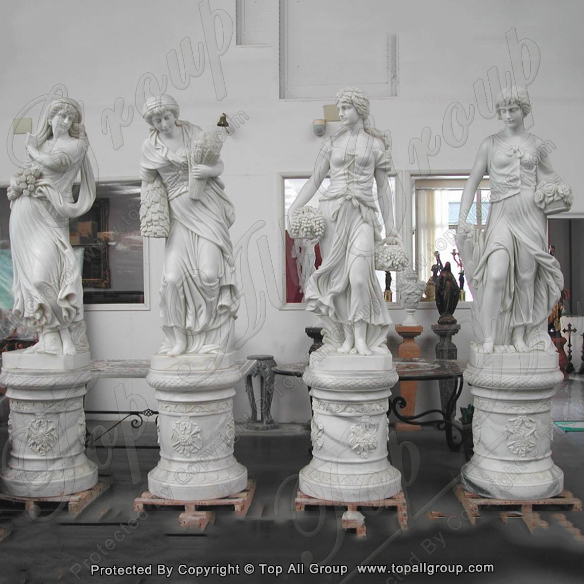 White marble life size four season marble statue for garden TPFSS-026 detail pictures