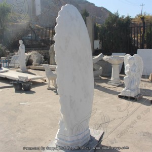 White marble statue of Lourdes with halo TARS031