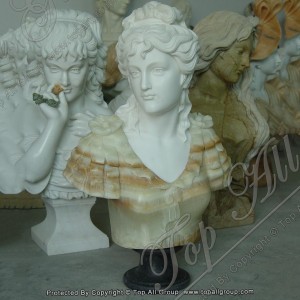 Wit marmer met onyx meisjesbuste sculptuur TABS-075