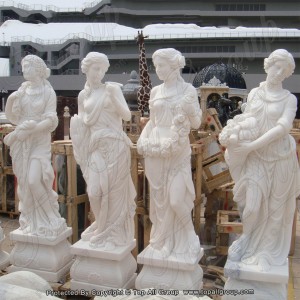 Escultura de cuatro estaciones de mármol blanco para mujer para jardín TPFSS-034