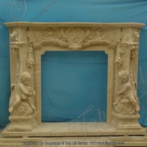 Wholesale natural carving white marble fireplace surround mantel TAFM-033