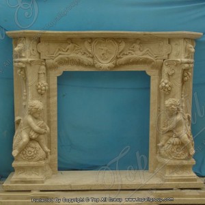 Jumla ya asili carving nyeupe marumaru fireplace surround mantel TAFM-033