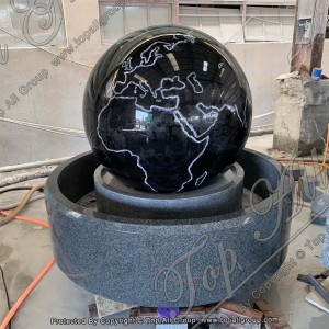 World Map Rolling Sphere Granite Fountain TASBF-049
