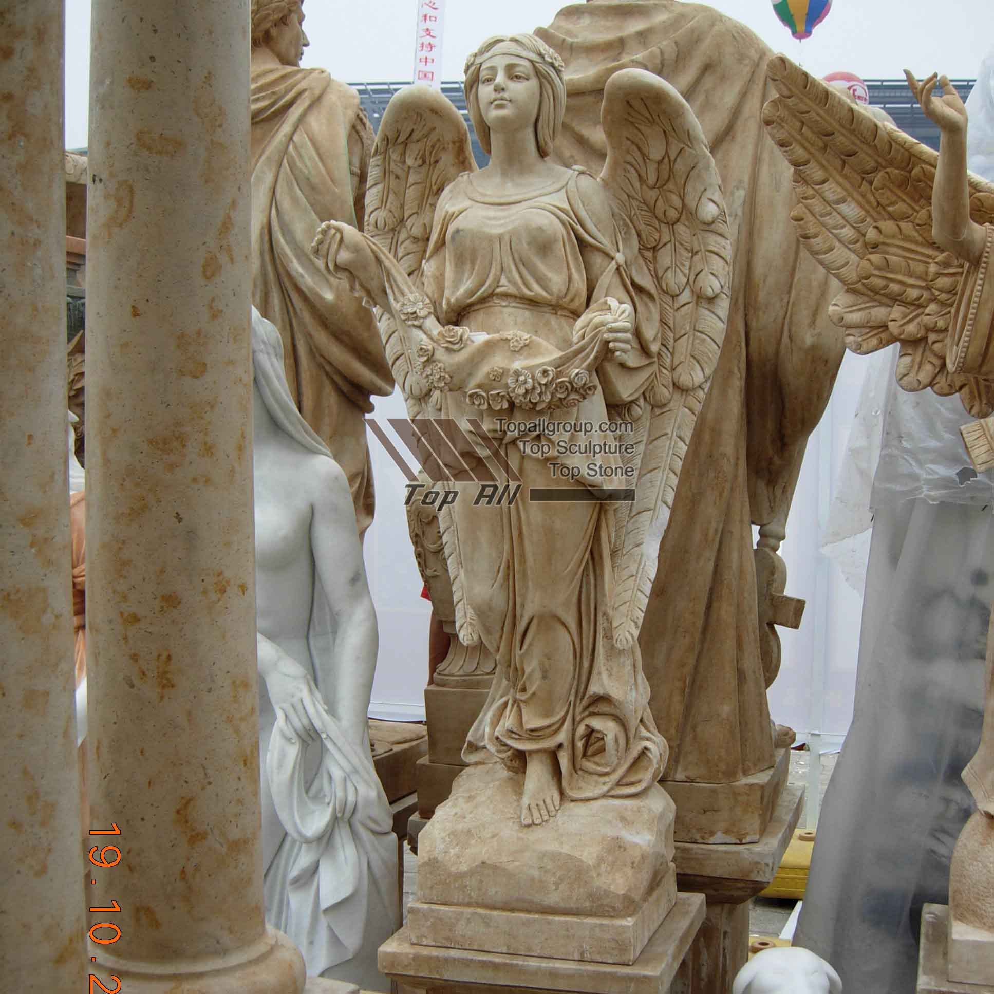 Yellow Marble Angel Sculpture
