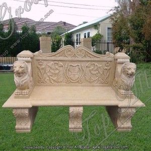 Yellow Marble Bench with Lion TAMB-041