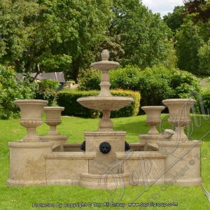 Yellow Marble Carved Stone Water Fountain for Garden Surroudings Decoration TAGF-37