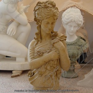 Yellow Marble Girl Bust Statue Factory TABS-019