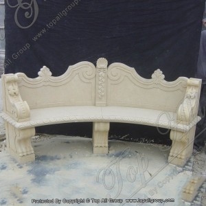 Yellow Sandstone Round Shape Garden Bench TAMB-025