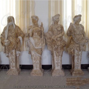 Yellow Travertine life size four season marble statue TPFSS-017