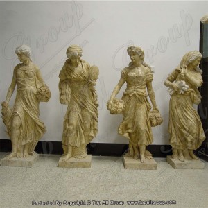 Yellow marble four season garden life size sculpture TPFSS-010