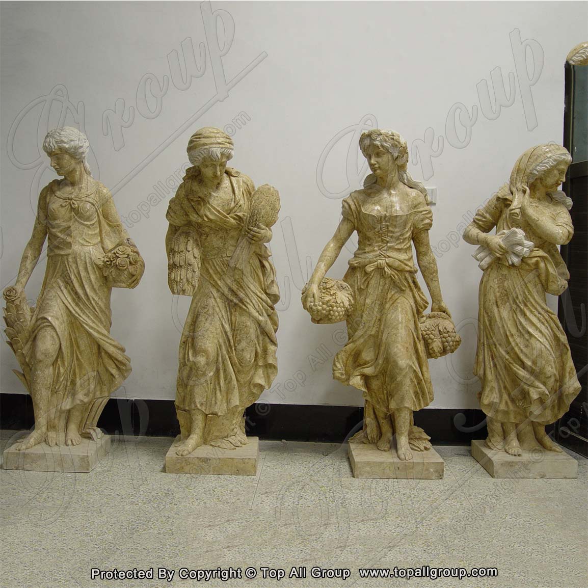 New Fashion Design for Garden Fountain Ball -
 Yellow marble four season garden life size sculpture TPFSS-010 – Top All Group