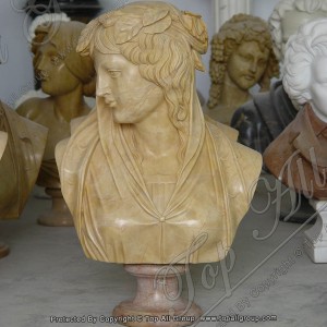 Escultura de bust de dama de marbre groc TABS-036