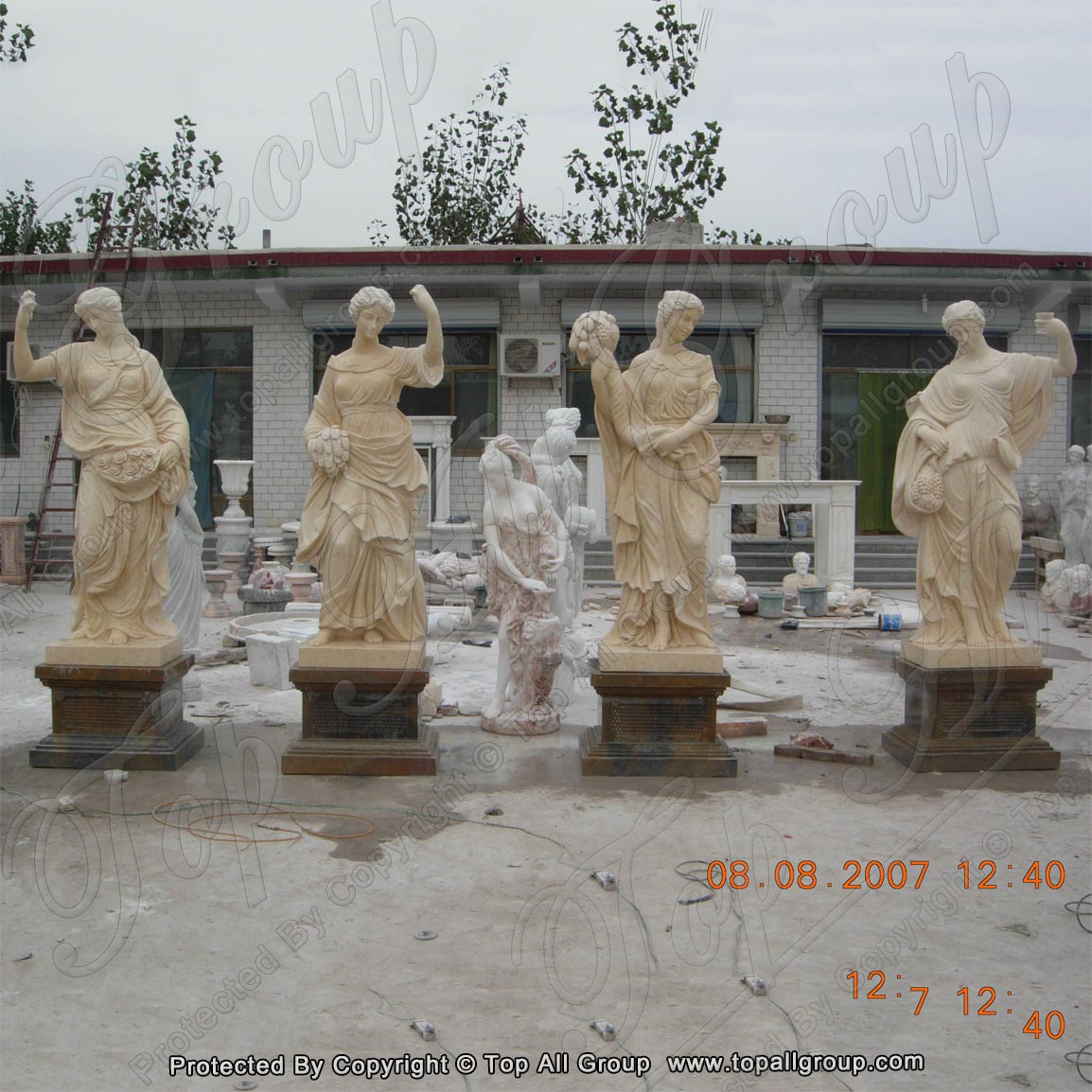 Yellow marble life size four season marble statue for hotel