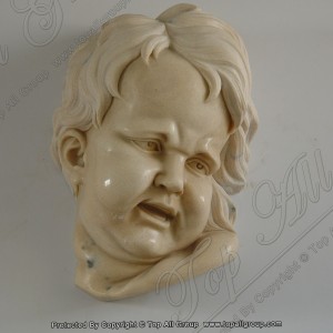 Yellow marble children head statue TABS-022