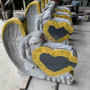 Gray granite angel heart tombstone TATBS-013