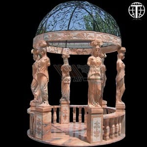 Factory source China Natural Marble Outdoor Garden Round Gazebo with Top (GSGZ-101)