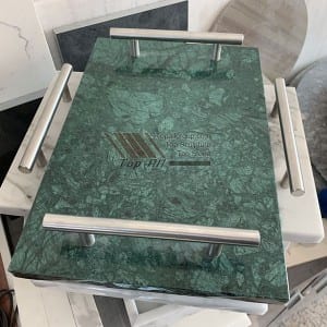 Nature green marble hotelo yotumikira thireyi, nsangalabwi zipatso trays TASC-006