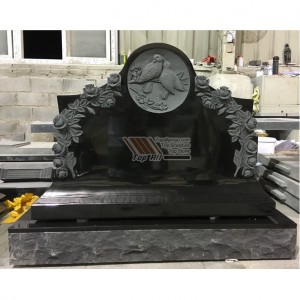 Black granite flower headstone dutsen kabari abin tunawa tatbs-020