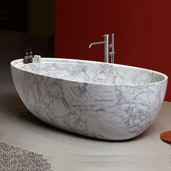 New Arrival China Natural Stone For Interior Walls - Nature Carrara White Marble Bathtub TABT-001 – Top All Group