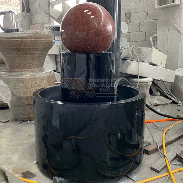 China Factory for Slab Gravestone -
 Red ball with black base granite water fountain TASBF-005 – Top All Group