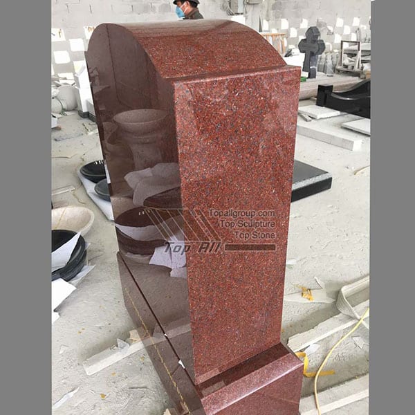 Red Granite With Mother Statue Upright Headstone TATBS-008 detail pictures