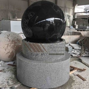 Stone Ball Fountain Absolute Black Ball With Gray Base TASBF-001