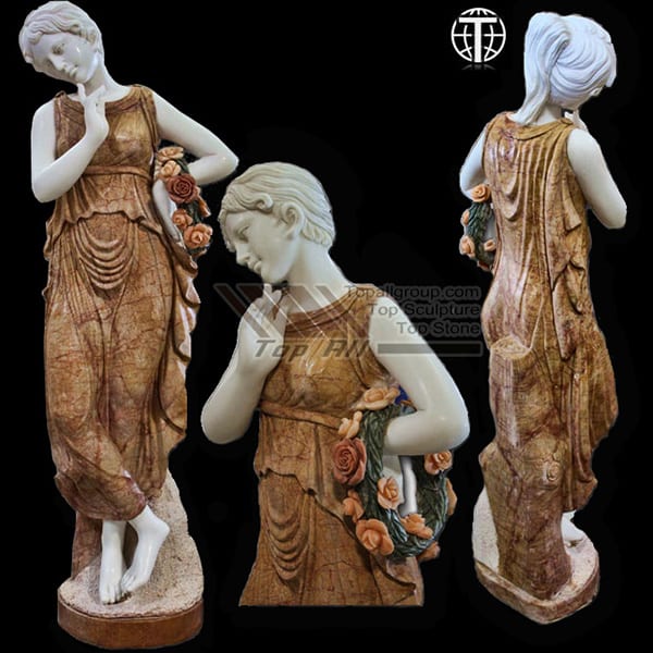Good Quality Stone Column Decoration - garden life size marble girl statue TPAS-011 – Top All Group