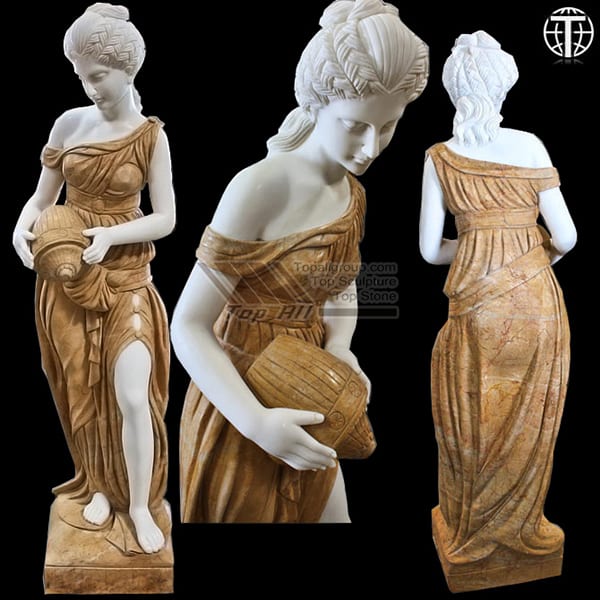 Good Quality Stone Column Decoration - garden life size marble girl statue TPAS-011 – Top All Group