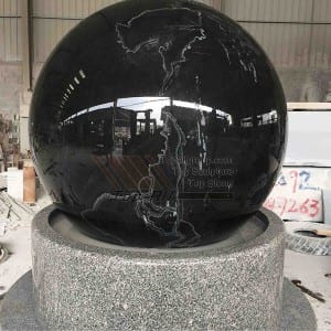 Stone Ball Fountain Absolute Black Ball με Γκρι Βάση TASBF-001
