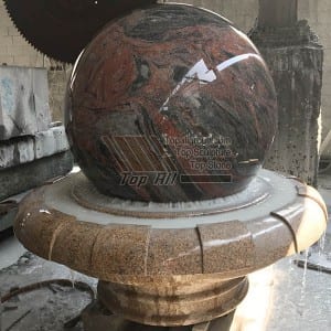 Red Granite Ball With Yellow Base Fountain TASBF-002