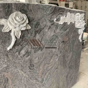 Red granite flower headstone TATBS-014