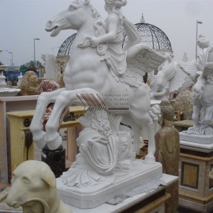 Flying Horse Marble Angel Statue1 TSAS-005