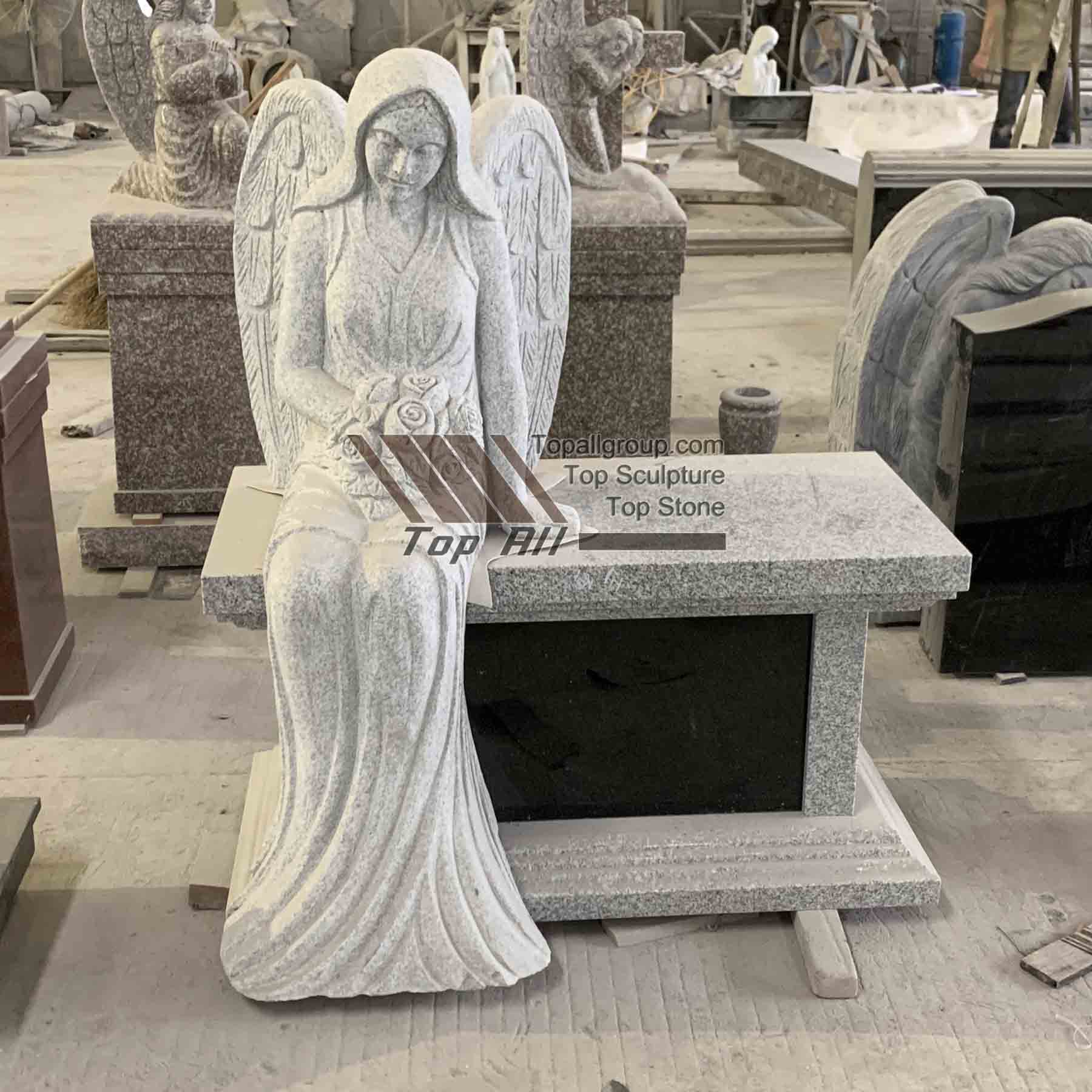 Reliable Supplier Office Coffee Table -
 Chinese gray granite angel tombstone headstone monument TATBS-017 – Top All Group