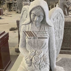 Seemahale sa Chinese granite angel tombstone headstone sefika sa TATBS-017