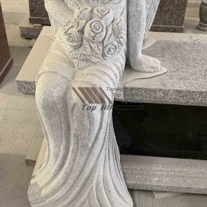 Chinese gray granite angel tombstone headstone monument TATBS-017