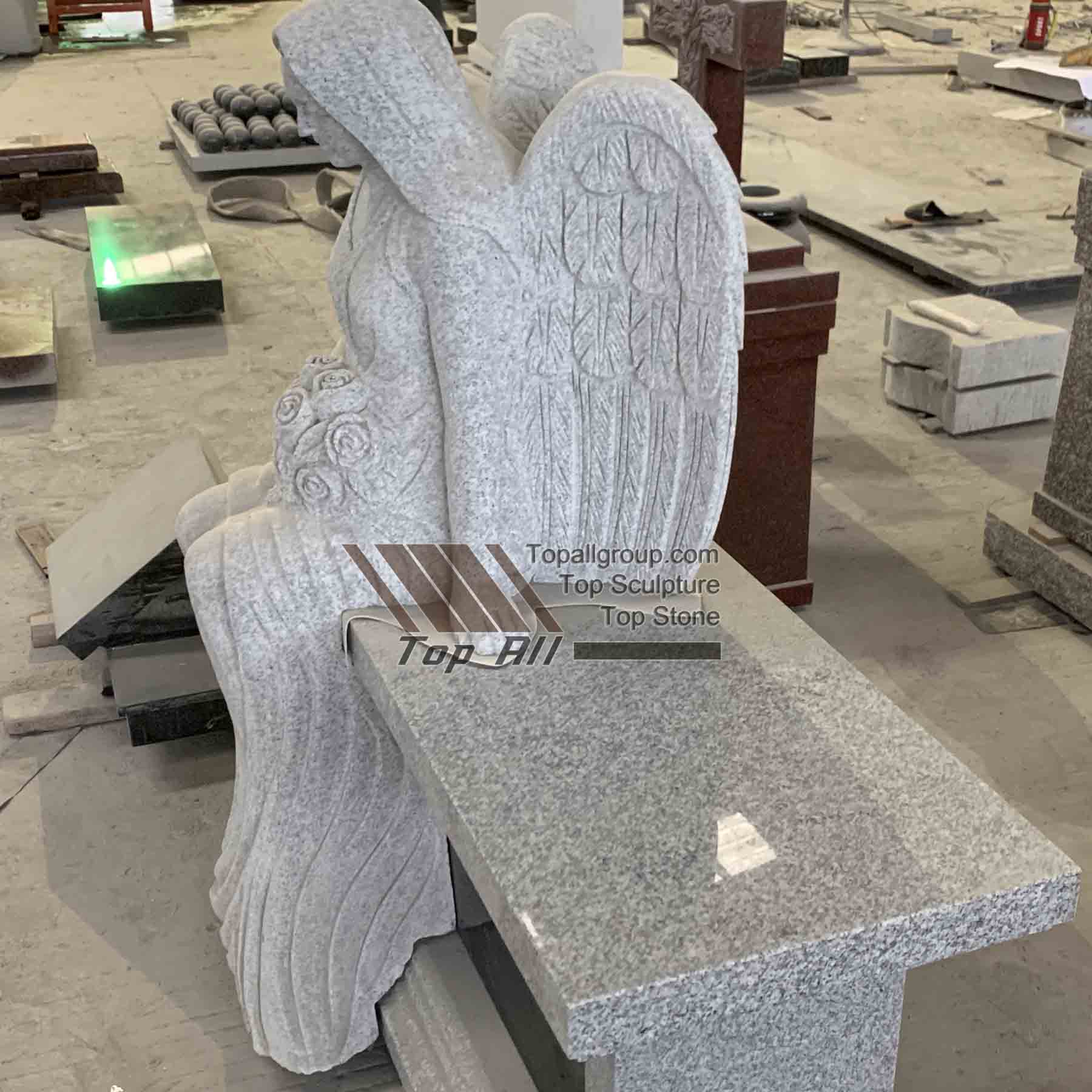 Chinese gray granite angel tombstone headstone monument TATBS-017 detail pictures