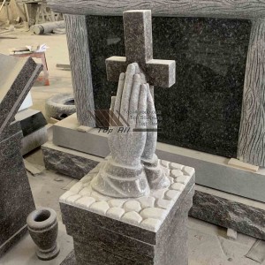 Granite cross with hand headstone TATBS-016