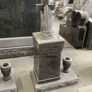 Granite cross with hand headstone TATBS-016