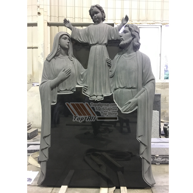 China wholesale Stone Ball Fountain -
 Absolute black granite holy family tombstone tatbs-019 – Top All Group