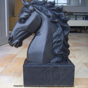 Marble black horse head sculpture TAAS-004