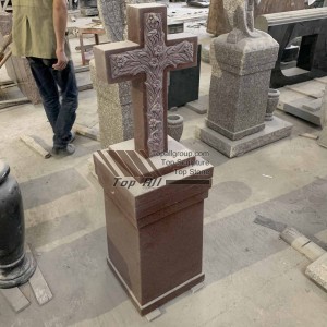 Lowest Price for China European Tombstone with Cross Shape Carving Granite Headstone